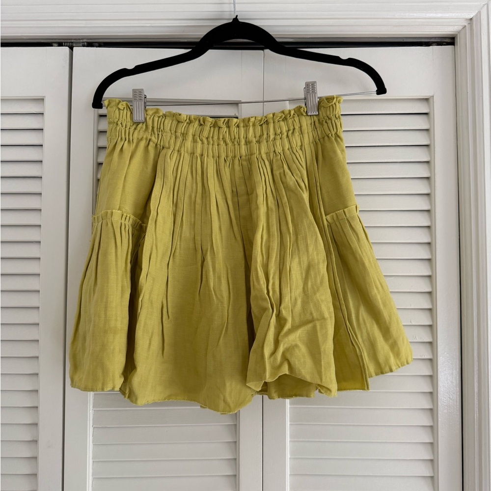 A Piece Apart Chartreuse Gathered Skirt